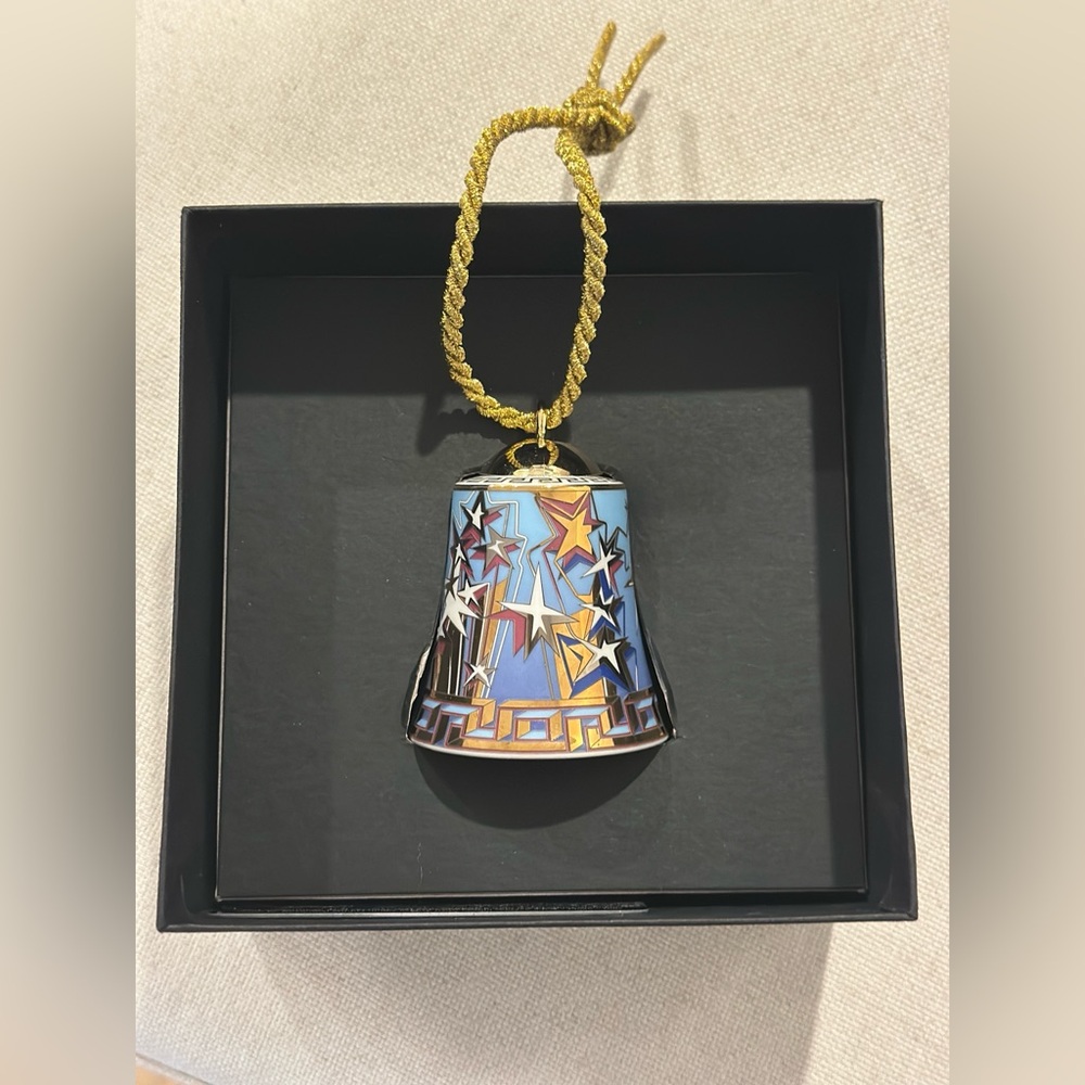 VERSACE BELL ORNAMENT  GOLD GREEK KEY CHRISTMAS INFINITE NEW in box